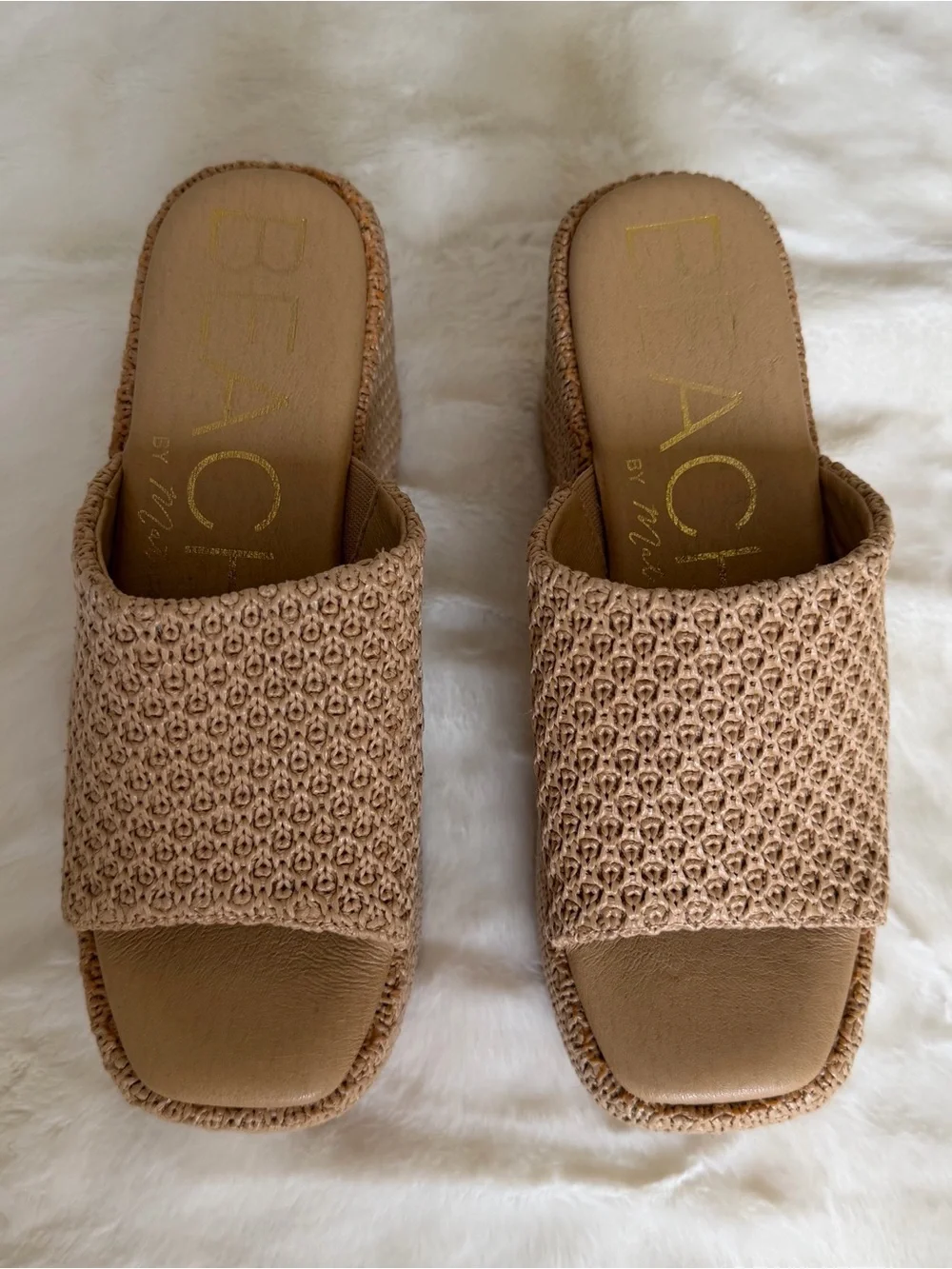 Beach By Matisse Como Beige Platform Slide Mule Heels for Women